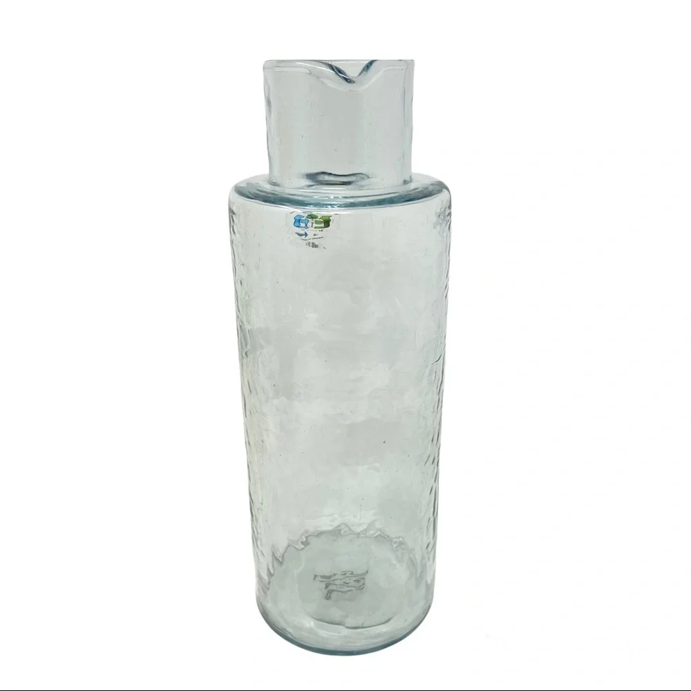 Textured Clear Glass Water Jar/Pitcher 100% Recycled Glass